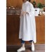 Women Shirt Long Sleeve Collared Calf Length Front Buttons Midi Dresses