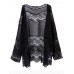 Women Hollow Lace Splicing Chiffon Kimono Cardigan Shawl